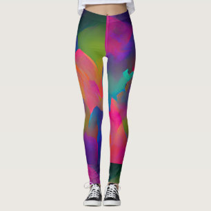 Legging Multicoloração vibrante, linda, fuchsia amarela pú