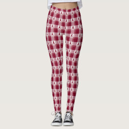 Legging Multiple Myeloma Cancer Awareness Burgundy Plaid