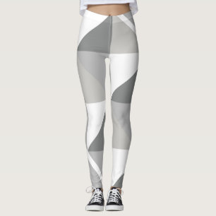 Legging Múltiplos tons de branco e design geométrico de ci