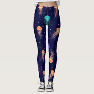 Legging Mundo de águas-vivas submarinas: padrão brilhante.