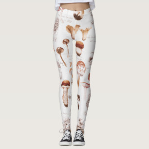 Legging Mushroom Medley: Padrão Sem Costura De Aquarela