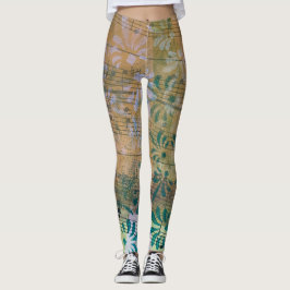 Legging Música em Folha Pintada Colorida Whimsical