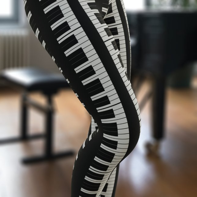 Legging Músico do Pianista Negro e Branco (Comfy leggings to wear when you're playing a piano)