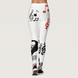 Legging Músicos calças compridas vermelhas e brancas para