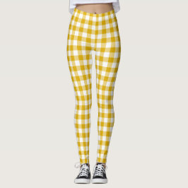 Legging Mustard Yellow Plaid Gingham Retro Color