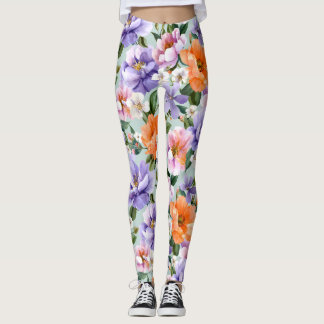 Legging Muted Colorful Flowers Boho flower