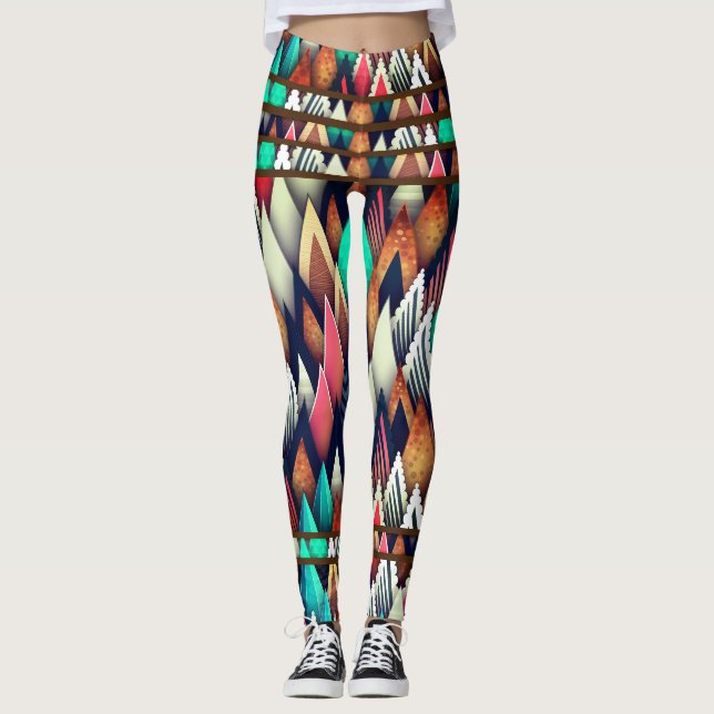Legging Na moda Abstrato de cores de aparência (Frente)