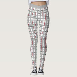 Legging Na moda Burgundy Cinza escocesa Xadrez de Tartan Y