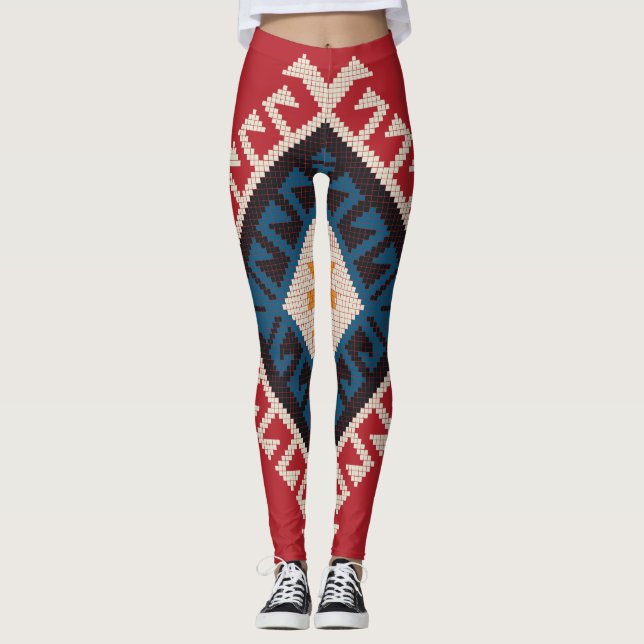 Legging Na moda clássico geométrico de cor gira (Frente)