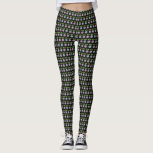 Legging Na moda colorido das caneleiras da flor multi