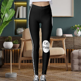 Legging Na moda de Gato Personalizado Mama Branca em Lado 