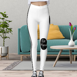 Legging Na moda de Gato Personalizado Mama Branca Negra