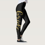 Legging Na moda escovado com caligrafia Dourada Brilhante<br><div class="desc">Na moda Bruche de Caligrafia Dourada Leggings Brilhantes</div>