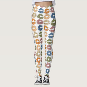 Legging Na moda Lábios coloridos