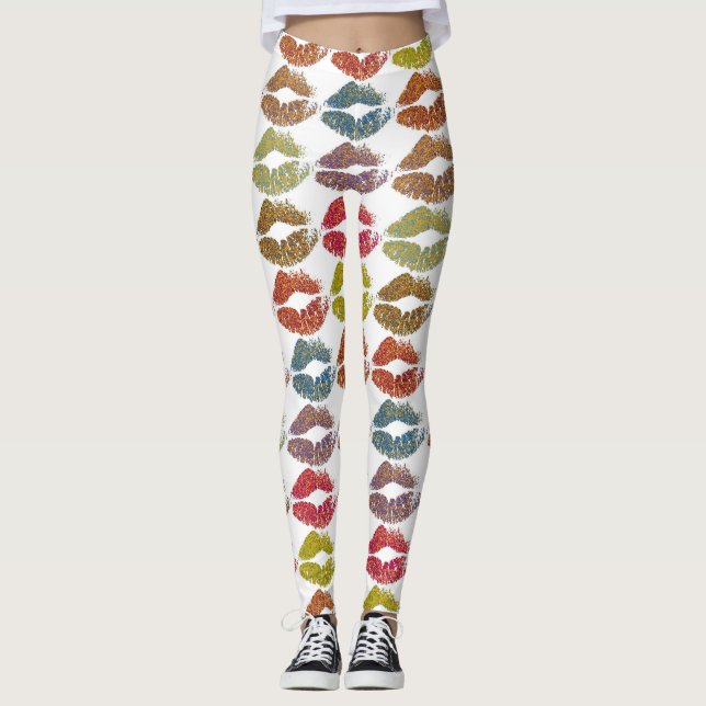 Legging Na moda Lábios coloridos #38 (Frente)