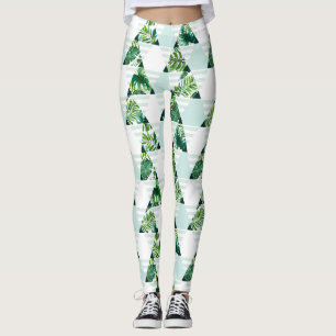 Legging Na moda Mint Green - Triângulos Tropicais Geomét