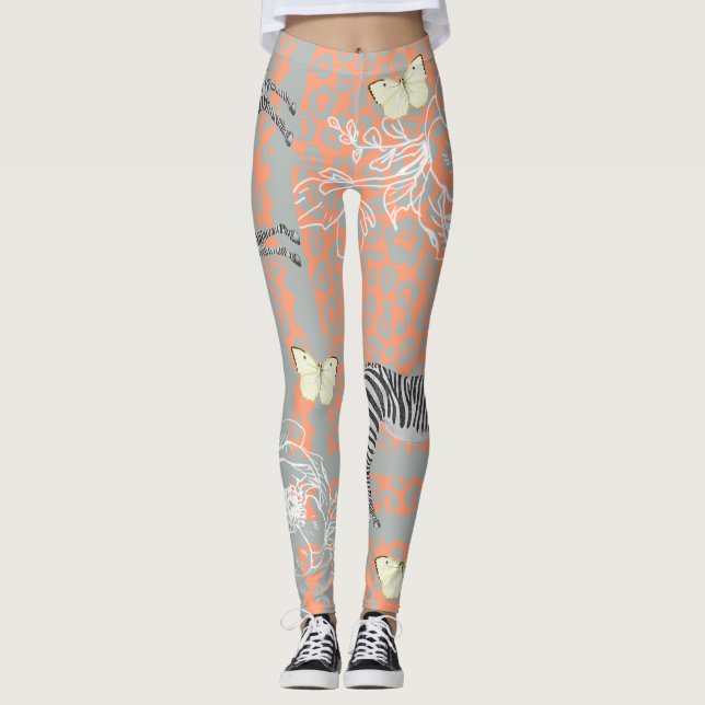 Legging Na moda Modern Eclectic Cantaloupe Orange (Frente)