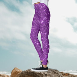 Legging Na moda Modern Purple Monocromático Glitter