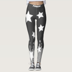 Legging Na moda monograma de cinzas brancas estrelas traba