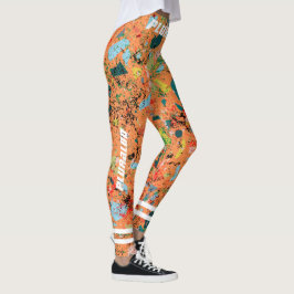 Legging Na moda monograma de padrão laranja