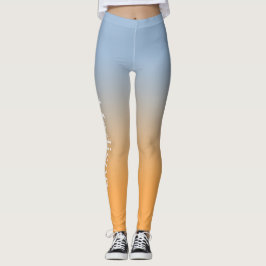 Legging Na moda no Gradiente Azul Claro para Laranja