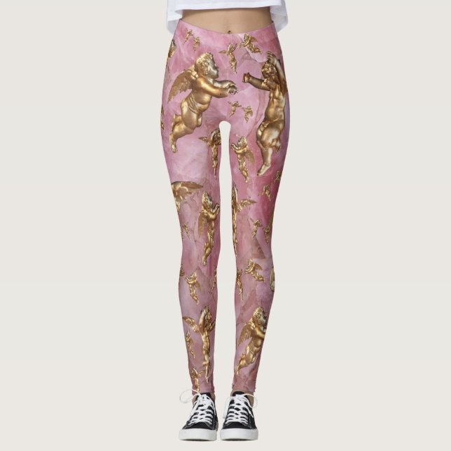 Legging Na moda Ouro Ângulos Rosa (Frente)