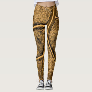 Legging Na moda Tan Leaf