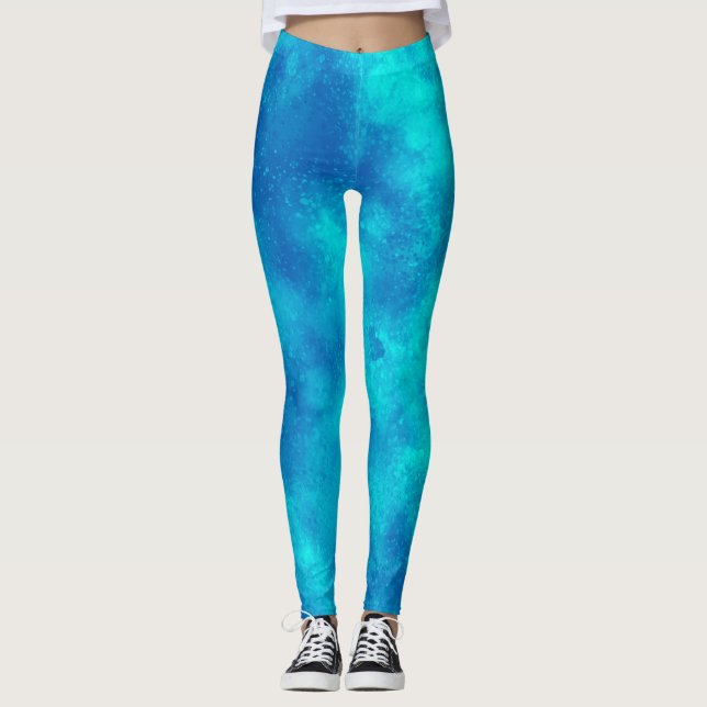 Legging Na moda Tempestade efeito de nuvem Azul (Frente)
