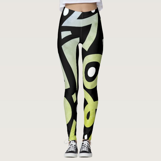 Legging Na moda Verde Colorido Moderno Elegante (Frente)