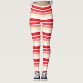 Legging Na moda, Vermelho E Design de Stripe Rosa