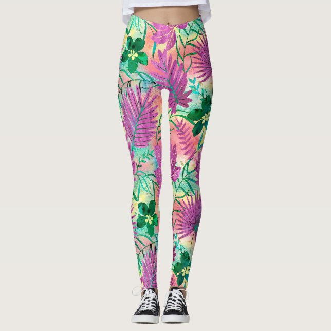 Legging Nalani Hawaiian Tropical Garden Fuchsia (Frente)