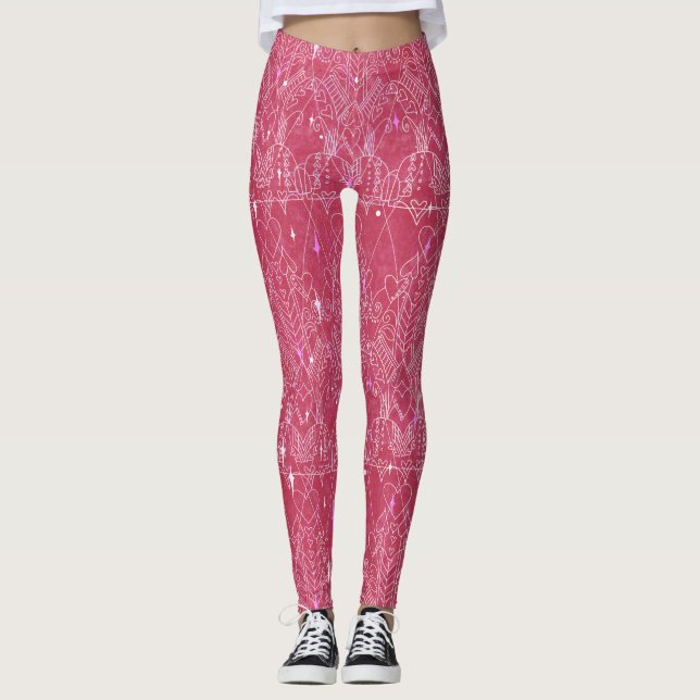 Legging Namorados magenta com aspecto moderno (Frente)