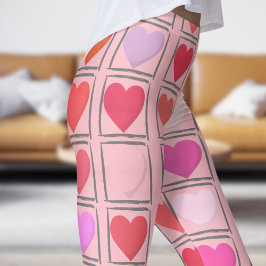 Legging Namorados Rosa-de-Bublegum amáveis Padrões de amor