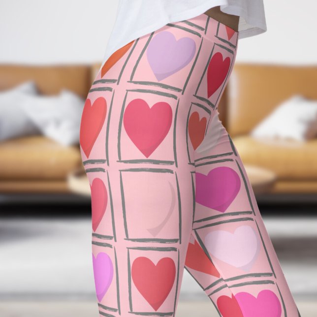 Legging Namorados Rosa-de-Bublegum amáveis Padrões de amor (Valentines Love on Bubblegum Leggings)
