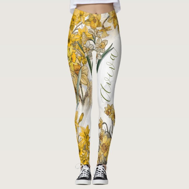 Legging Narciso Flor de Nascimento de Março Personalizada (Frente)