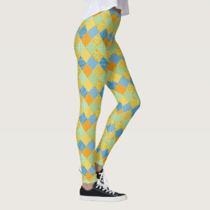 Legging Narcisos Dourados Falso Patchwork para Personaliza
