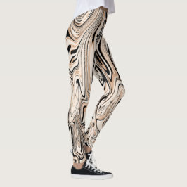 Legging Nascentes Modernos Cor da Água Padrão Preto Marrom