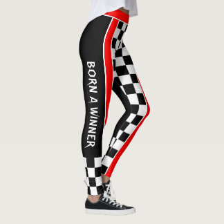 Legging Nascer um vencedor em branco verificado em sua cor