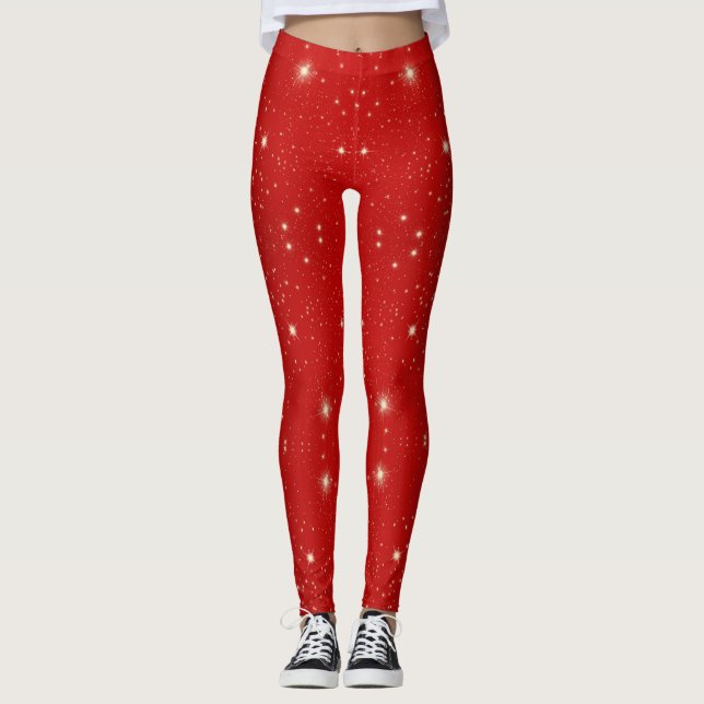 Legging Natais vintages, Estrelas Brilhantes na Galáxia Ve (Frente)