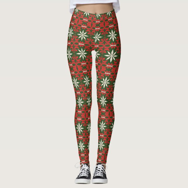 Legging Natais vintages/padrão de inverno (Frente)