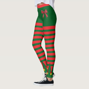 Legging Natais vintages Vermelho Elf de Feriado Vermelho S