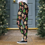 Legging Natal Cookies Novelty Feriado<br><div class="desc">Leggings de padrão de biscoito de Natal com biscoito de árvore de natal,  cana doce,  floco de neve e pão de gengibre. Eles vão perfeitamente com seu suéter feio</div>