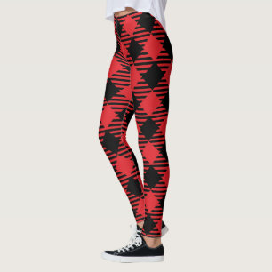 Legging Natal da Xadrez Vermelha Chic Na moda Bright