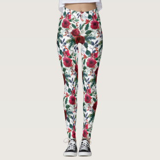 Legging Natal das Flores de inverno da Aquarela
