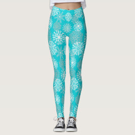 Legging Natal de Flocos de Neve no Teal Winter