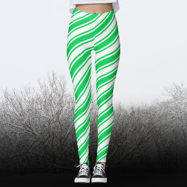 Legging Natal de Greve Diagonal de Canas Brancas Verdes