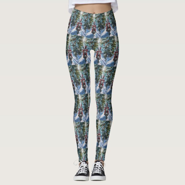 Legging Natal de Motocicleta em Boston Terrier (Frente)