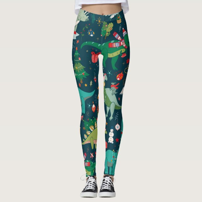 Legging Natal do Dinossauro: Feliz ano novo (Frente)