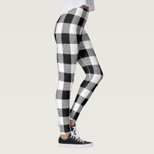 Legging Natal do teste padrão da xadrez do búfalo preto