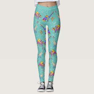 Legging Natal dos Dinossauros Coloridos